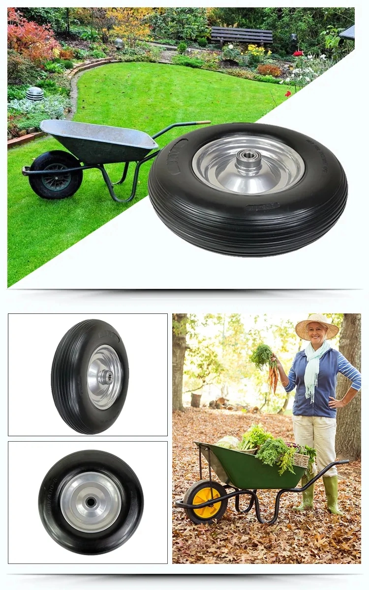 10 Inch PU Foam Wheelbarrow Wheels 3.00-4 Trolley Wheel Beach Cart Wheels Solid Polyurethane PU Foam Wheel for Trolley