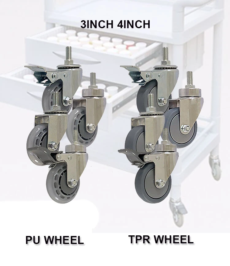 Jq Caster 3inch 4inch PU TPR Wheel Swivel Medical Trolley Mute Caster