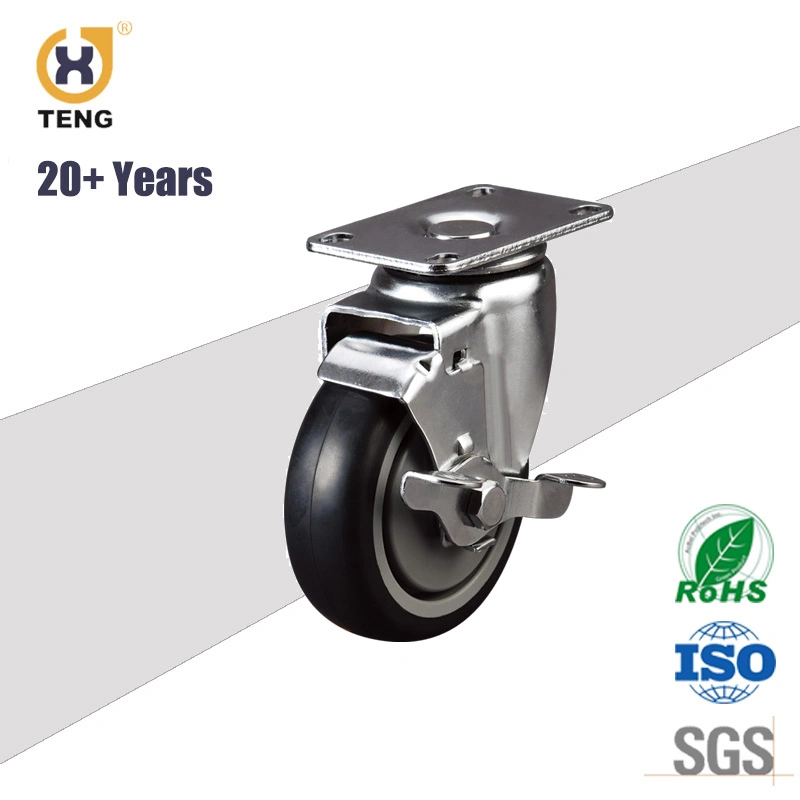 Wholesale Industrial Medium Duty TPE Caster 4 Inch Swivel Caster Wheel Caster with Side Brake