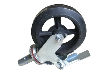 Adjustable Height Industrial Heavy Duty 8"Scaffold Casters with Black Rubber on Cast Iron Wheel