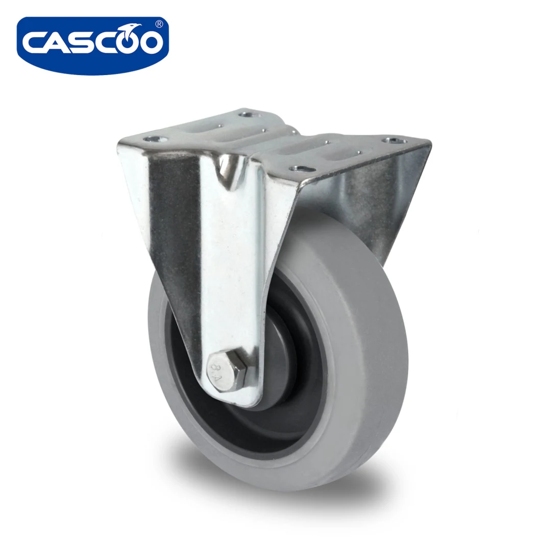 Cascoo 5 Inch Fixed ESD Antistatic TPR Rubber Roll Container Trolley Caster Wheels