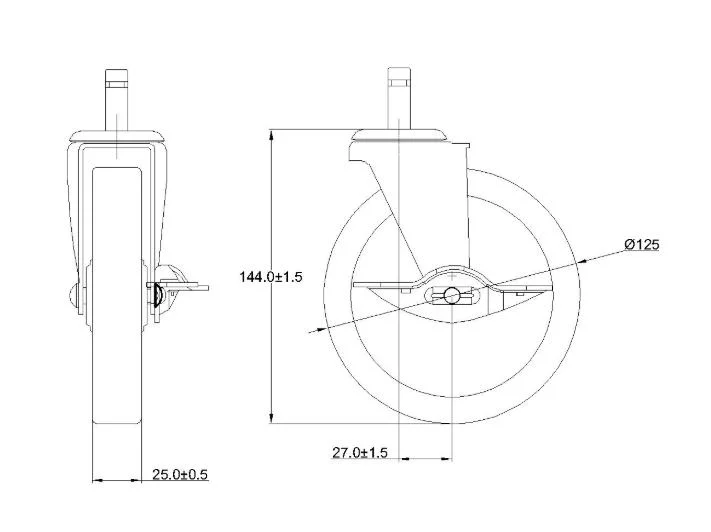 China Factory Medium Duty 5 Inch Swivel Grip Ring Industrial Caster Trolley Wheel