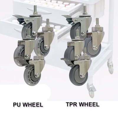 Jq Caster 3-Zoll-4-Zoll-PU-TPR-Rad-Schwenk-Medizinwagen-Stummschaltrolle