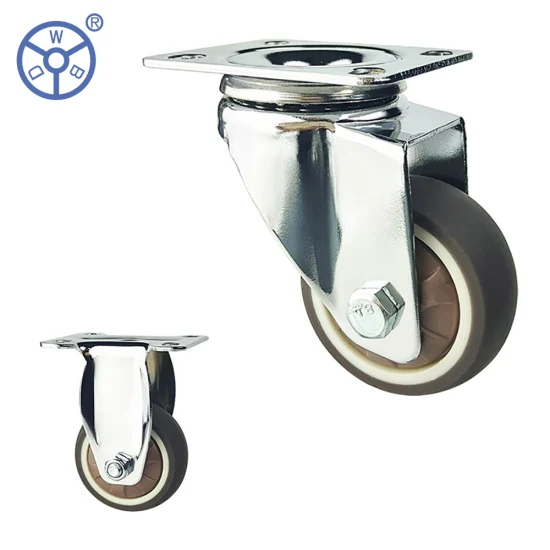 Wbd Brown TPR Caster Wheel Ruedas Giratori Chrome Chair Casters Single-Wheel für Möbelstühle, Schränke, Babybetten, Trolleys